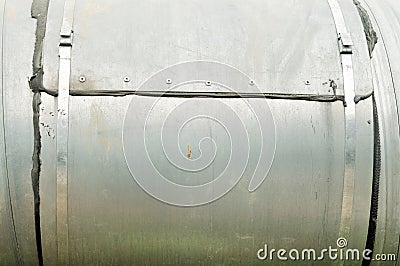 Big alluminium industry pipes, outside, close up Stock Photo