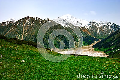 Big Almaty Lake, Tien Shan Mountains in Almaty Stock Photo