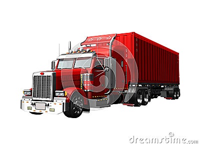 Big American Style Semi Truck with Trailer Stock Photo