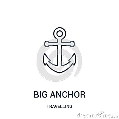 big anchor icon vector from travelling collection. Thin line big anchor outline icon vector illustration. Linear symbol Vector Illustration