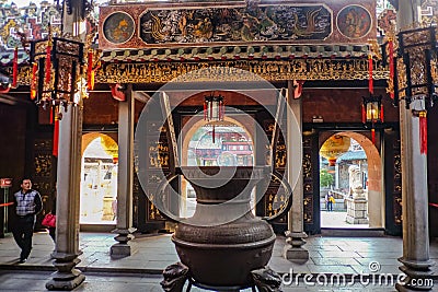 Big ancient pot in Foshan Ancestral Temple or `Zumiao ` in chinese name.foshan city china Editorial Stock Photo