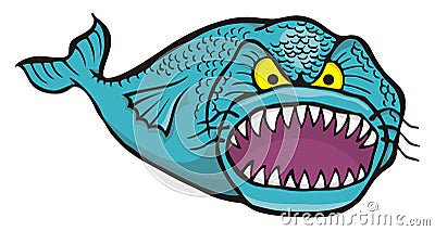 Big angry fish Vector Illustration