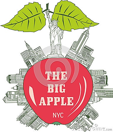 The Big Apple, New York City Vector Illustration