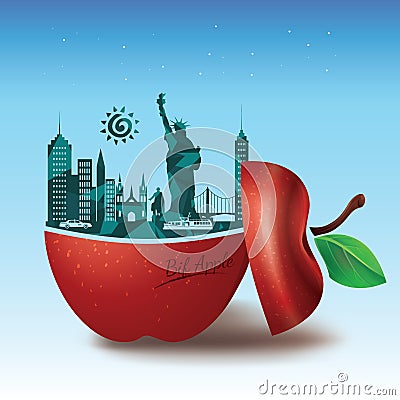 Big Apple New York USA Vector Vector Illustration
