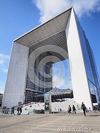 The big arch of La Defense in Paris Editorial Stock Photo