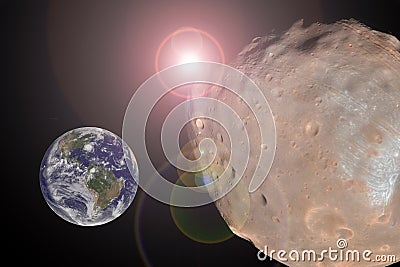 Big Asteroid Closing to the Earth Planet. Apocalypse Concept. Editorial Stock Photo