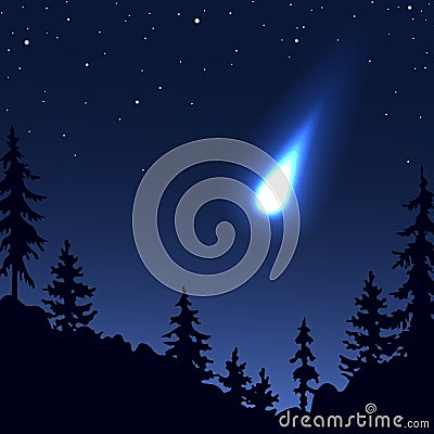 Big Asteroid Passes Close to the Earth Vector Illustration
