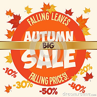 Big autumn sale poster Vector Illustration