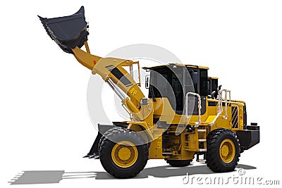 Big backhoe loader lifting a scoop Stock Photo