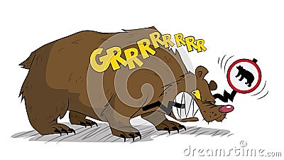 Big bad grizlly bear eating a sign Stock Photo