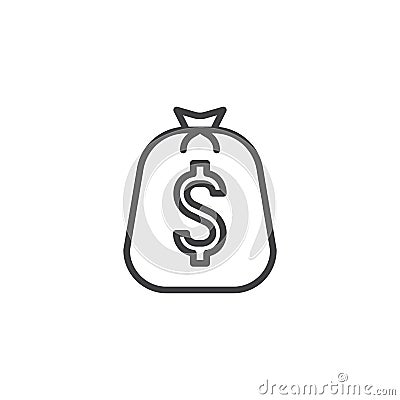 Big bag coins line icon Vector Illustration