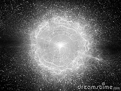 Big bang, explosion in space, black and white effect Stock Photo