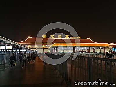 Big Bay District Canton Province China Zhuhai Gongbei Port busy Immigration gate human migration Editorial Stock Photo