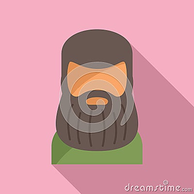 Big beard man icon flat vector. Aged adult portrait Stock Photo