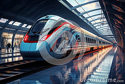 A big beautiful high-speed passenger train at the station. Generated by AI Stock Photo
