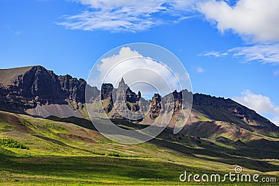 Beautiful landscape with Mountains in iceland in summer Stock Photo