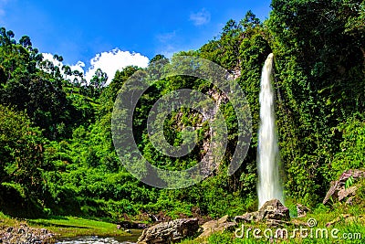 Big Beautiful nature Waterfall in Bandung Indonesia Stock Photo