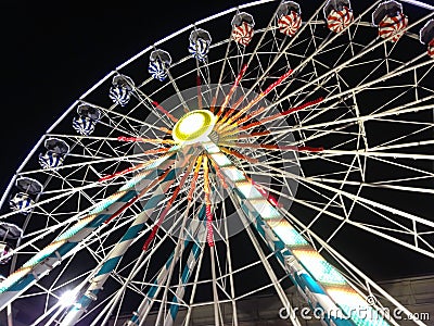 The Big Beautiful Whell in the night seen from below Stock Photo