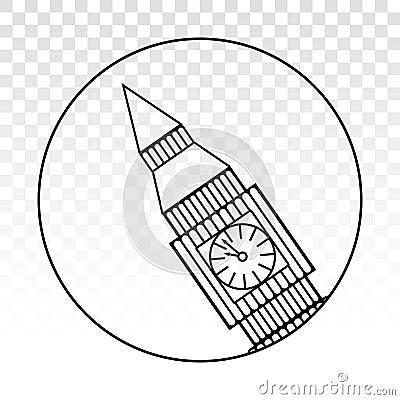 Big Ben / Clock tower london - line art icon for apps and websites. Vector Illustration