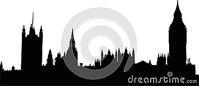 Big Ben and Houses of the Parliament in London Vector Illustration