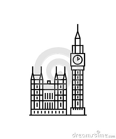 Big ben London clock icon. sign design vector illustration. Vector Illustration