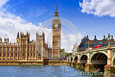 Big Ben London Clock tower in UK Thames Stock Photo