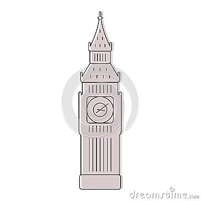 Big Ben London famous clock tower. Travel landmark illustration. Vector Illustration