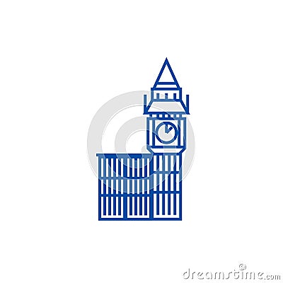 Big ben london line icon concept. Big ben london flat vector symbol, sign, outline illustration. Vector Illustration