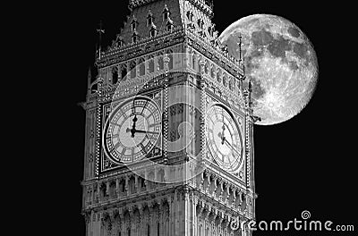 Big Ben moon Stock Photo