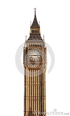 Big Ben tower London, UK isolated on white background Stock Photo