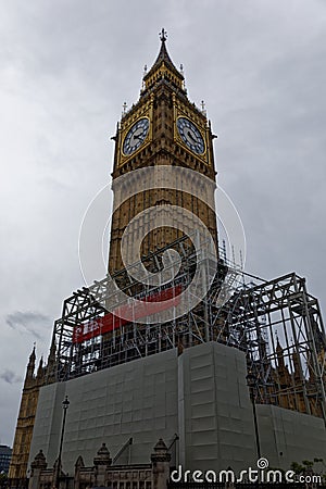 Big Ben under renovation on Great George Street Editorial Stock Photo