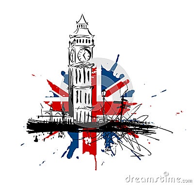 Big Ben and Union Jack Stock Photo