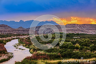 Big Bend National Park, near Mexican border, USA, sunset Stock Photo