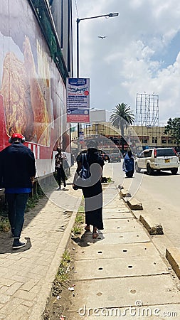 Big billboard at Kimathi street, streets of Nairobi Kenya Editorial Stock Photo