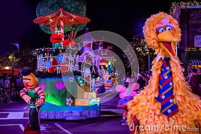 Big Bird and Bird in Sesame Street Christmas Parade at Seaworld 36 Editorial Stock Photo