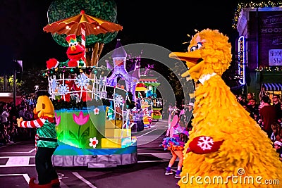 Big Bird and Bird in Sesame Street Christmas Parade at Seaworld 35 Editorial Stock Photo
