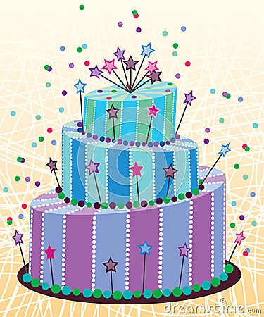 Big birthday cake Vector Illustration