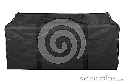 Big black bag for sports equipment with two handles isolated on white background Stock Photo
