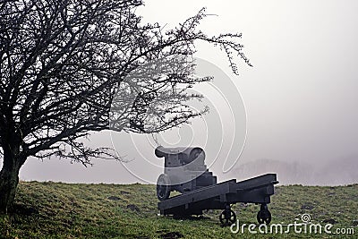 Big black cannon in Fredericia Stock Photo