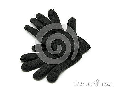 Big black winter mittens Stock Photo