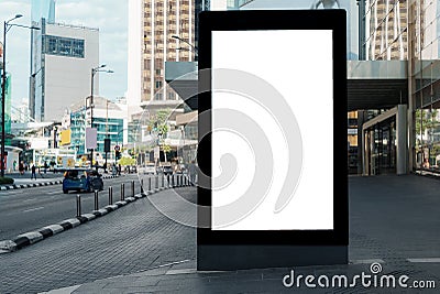Big Blank billboard with copy space for your text message or content in center of city Stock Photo