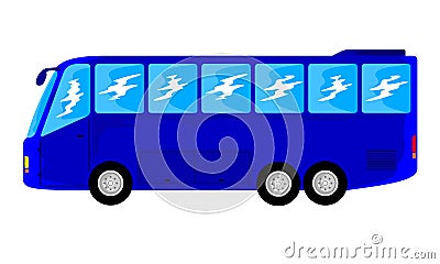 Transportation big blue bus Vector Illustration