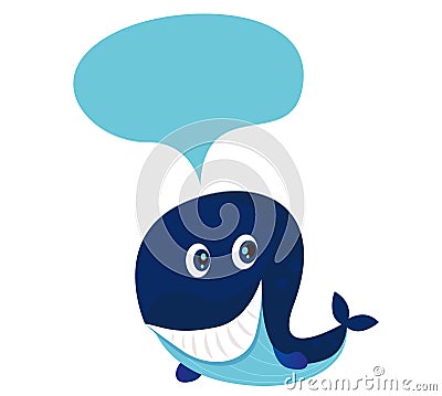 Big Blue Cartoon Whale Isolated On White Stock Images - Image: 14167874