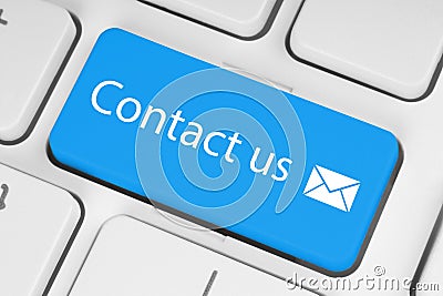 Big blue contact us button Stock Photo