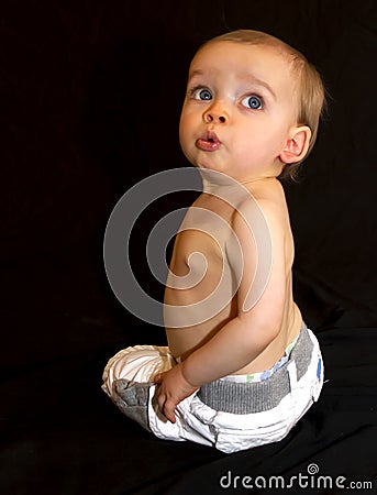 Big Blue Eyes Baby Boy Stock Photo