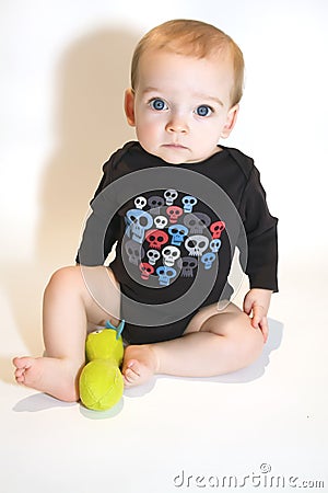 Big Blue Eyes Baby Boy Stock Photo