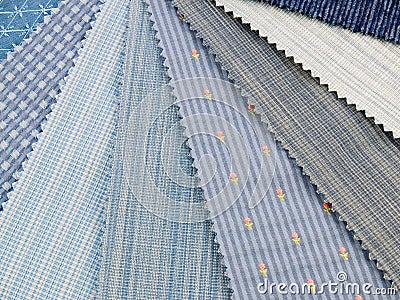 Medium blue fabric swatches Stock Photo