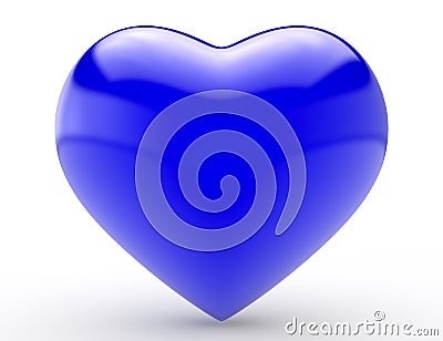 Big Blue Heart isolated On White Background 3d rendering Stock Photo