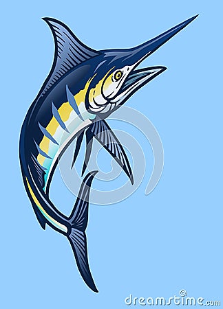 Big blue marlin fish Vector Illustration