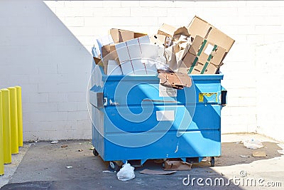 Recycle dumpster bin with all types of recyclable materials Stock Photo